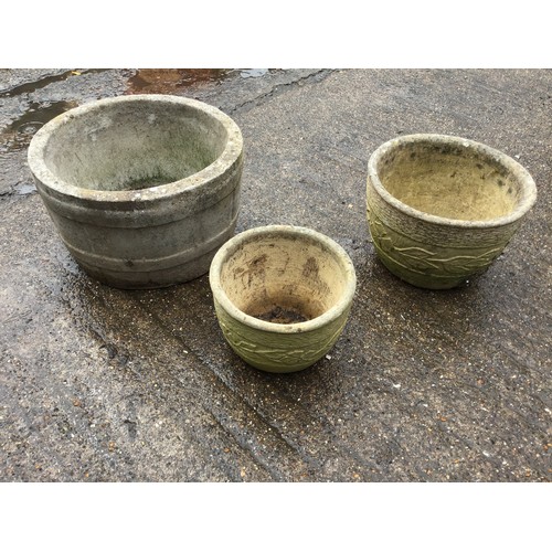 137 - 3x Concrete Planters