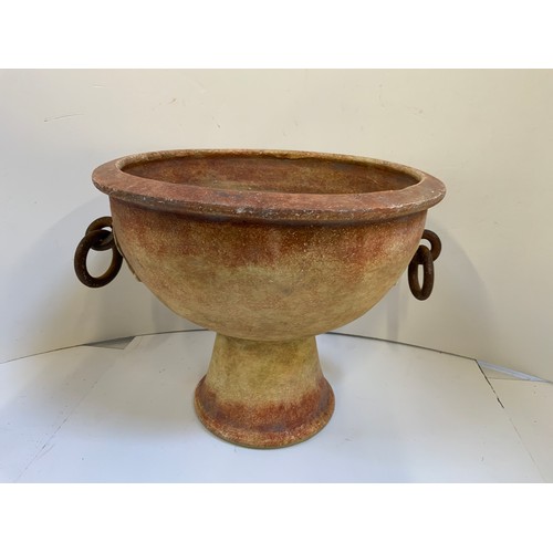 10 - Pottery Urn with Metal Handles