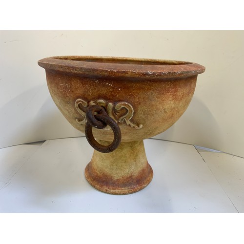 10 - Pottery Urn with Metal Handles