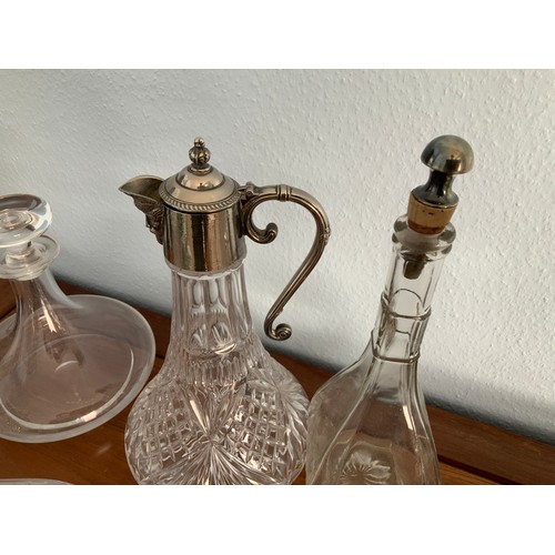 172 - Decanters, Claret Jug and Galleried Tray