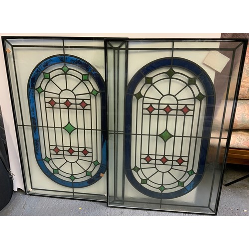 311A - Pair of Reproduction Stained Glass Windows - 102cm x 68cm