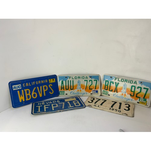 197 - 5x Old USA Car Number Plates