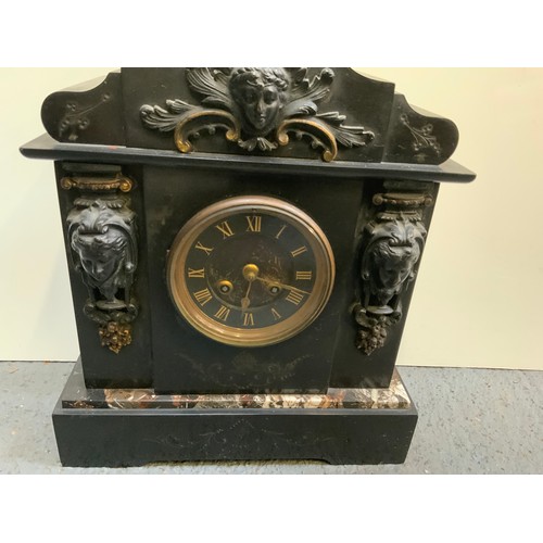 222 - Slate Mantel Clock with Key