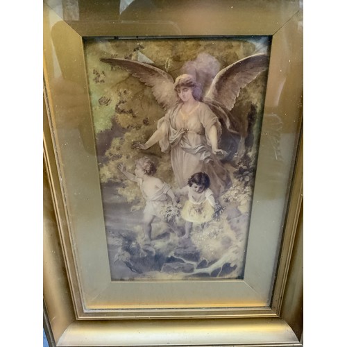 182 - Victorian/Edwardian Arts and Crafts Crystoleum Picture - The Guardian Angel Bernard Plockhurst - 24c... 