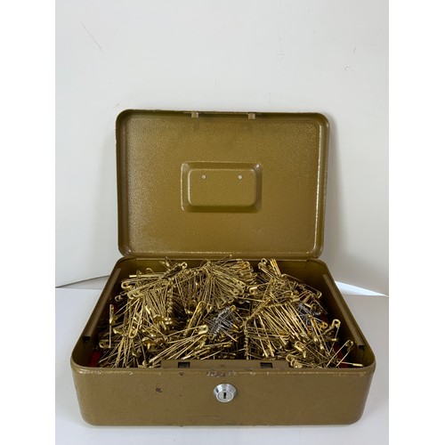 364 - Old Cash Box with Large Quantity of Safety Pins