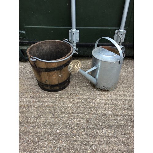 22 - Coopered Pail and Galvanised Watering Can