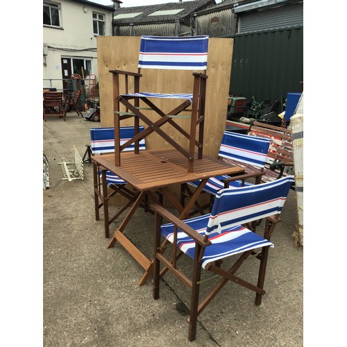 70 - Folding Garden Table with 4x Directors Chairs