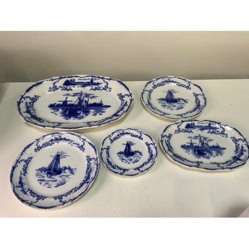 298 - Delph Plates and Blue Bowls etc