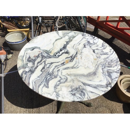 90 - Marbled Top Circular Table on Brass Pedestal - 100cm Diameter x 77cm High