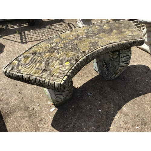 57 - Concrete Garden Bench on Ornate Supports