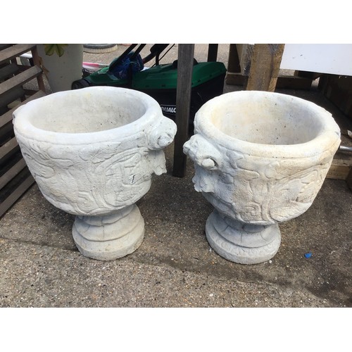 60 - Pair of Concrete Garden Urns