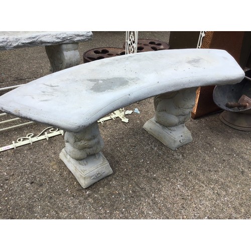 56 - Concrete Garden Bench with Squirrel Supports