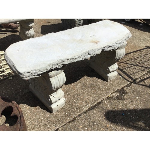 32 - Concrete Garden Bench with Ornate Supports