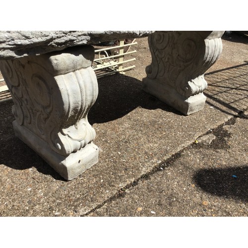 32 - Concrete Garden Bench with Ornate Supports