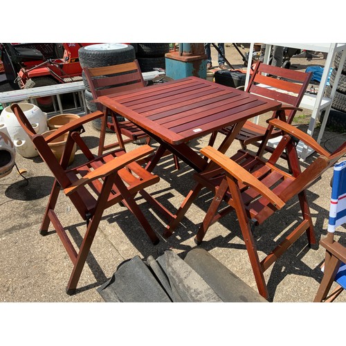 71 - Folding Wooden Garden Table and 4x Chairs