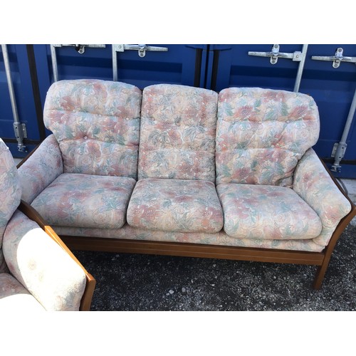 156 - Cintique Three Seater Sofa, 2x Matching Chairs and Footstool