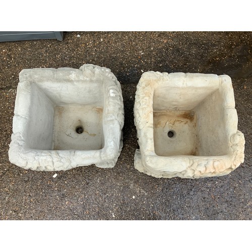 61 - Pair of Square Concrete Garden Planters