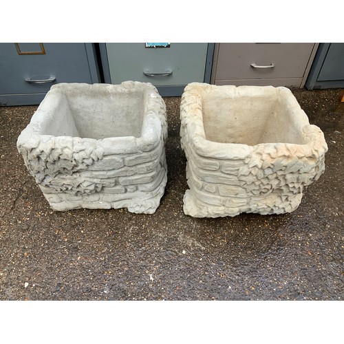 61 - Pair of Square Concrete Garden Planters