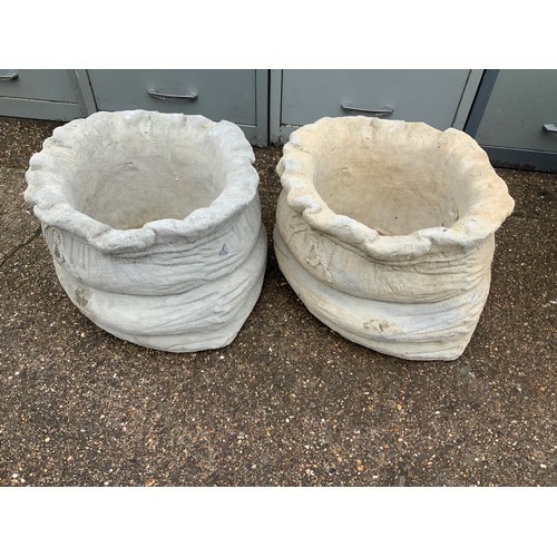 68 - Pair of Sack Concrete Garden Planters