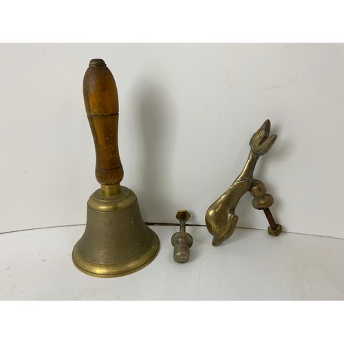 741 - Brass Bell and Dolphin Door Knocker