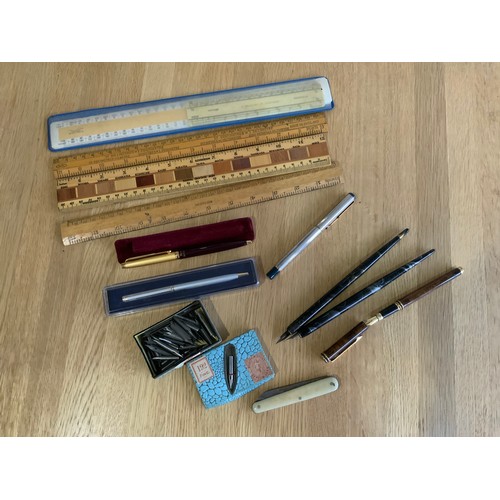 750 - Stationery Items - Pens, Nibs, Rulers and Penknife