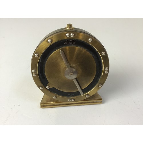 699 - 1950s Cyma Amic Brass Braille Alarm Clock