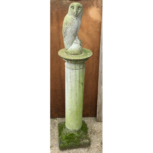 40 - Concrete Owl on Pedestal - 122cm High