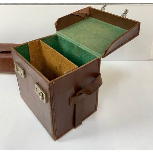 497 - Leather Case 23cm x 21cm x 18 cm and Leather Bowls Case