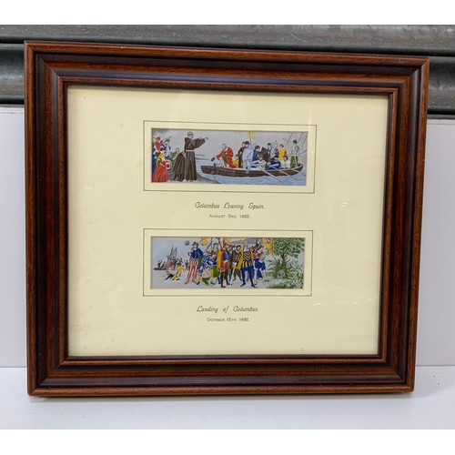 99 - Framed Woven Silk Pictures - Christopher Columbus