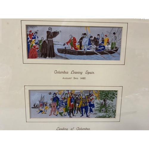 99 - Framed Woven Silk Pictures - Christopher Columbus