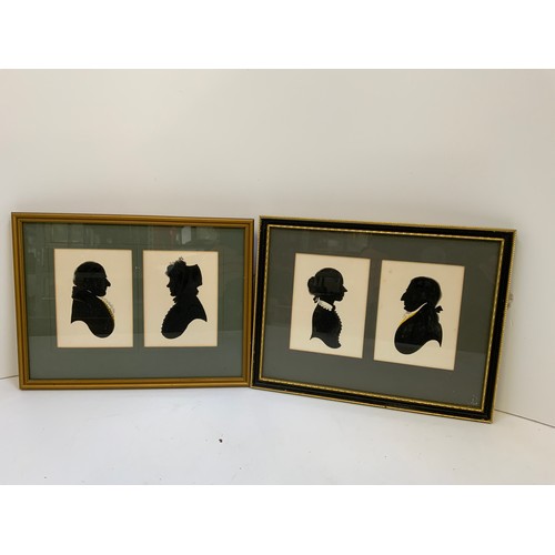 569 - Framed Georgian Silhouettes, Framed Engraving City of Worcester and Framed Family Photos etc