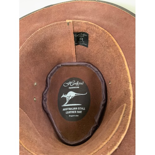 447 - Hawkins Australian Style Leather Hat