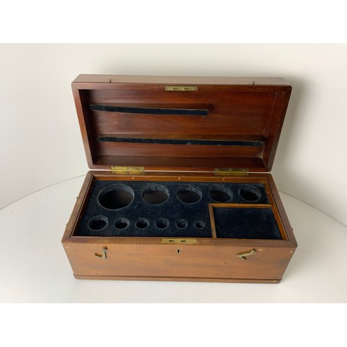 220 - Mahogany Standard Troy Weights Box with Brass Plaque and Handles - NB: No Weights