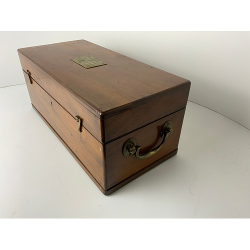 220 - Mahogany Standard Troy Weights Box with Brass Plaque and Handles - NB: No Weights