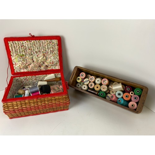 219 - 1970s Sewing Box and Contents - Quantity of Cottons