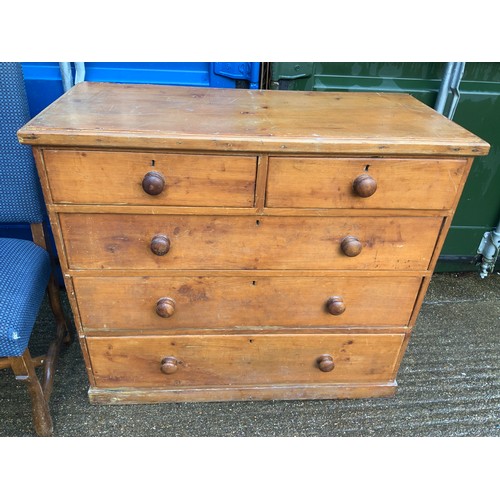 590 - Pine Chest of Two over Three Drawers - 105cm x 47cm x 92cm