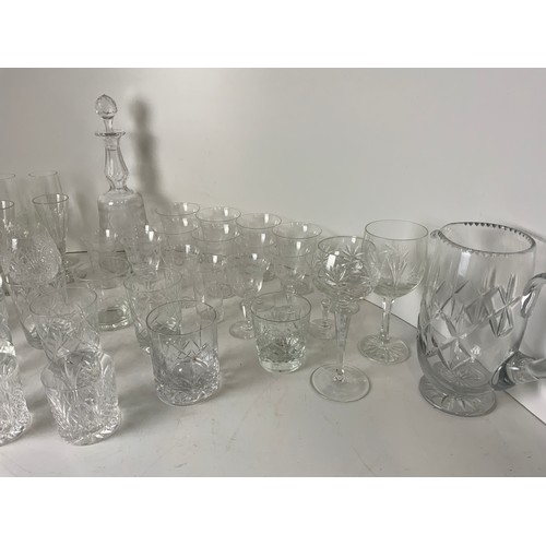 528 - Large Quantity of Glassware - Glasses, Some Cut Glass, Decanter and Jugs etc