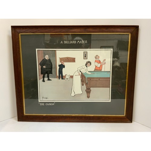 353 - Pair of Framed Thackeray Prints - A Billiard Match 1902