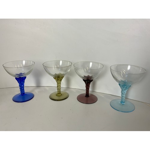 153B - Edinburgh Crystal Decanter, Cut Glass Dishes Vases etc, 1950s Coloured Stem Wine Glasses