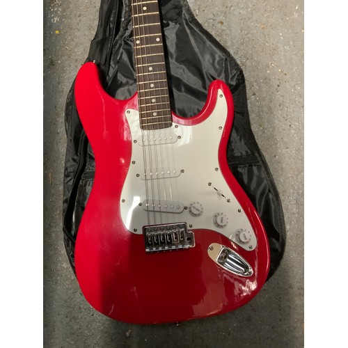 261 - Red Squier Stratocaster Style Guitar with Bag