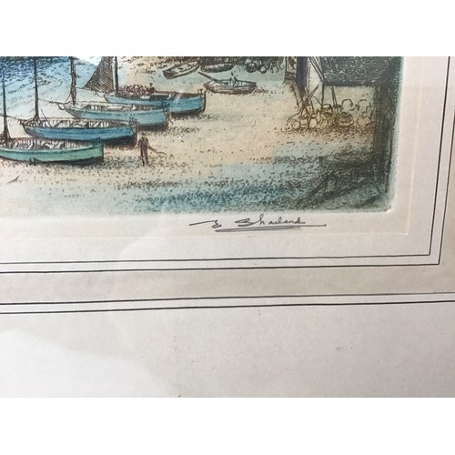 169 - Framed Coloured Etching - Cadgwith - Signed By E Sharland