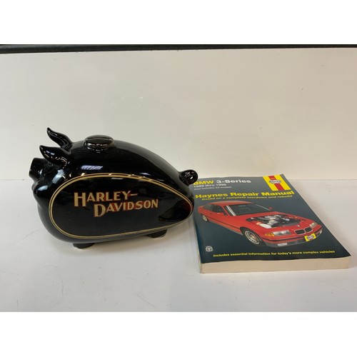 90 - Haynes Repair Manual and Harley Davidson Ceramic Money Box