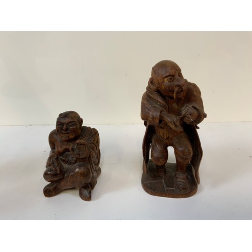 98 - Rabbitman Wooden Ornament (Repair to Ear Enclosed) and 2x Oriental Wooden Figures