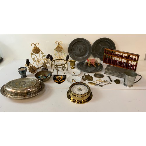 177 - Wall Lights, Pewter Plates etc