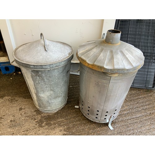 31 - Galvanised Incinerator and Dustbin