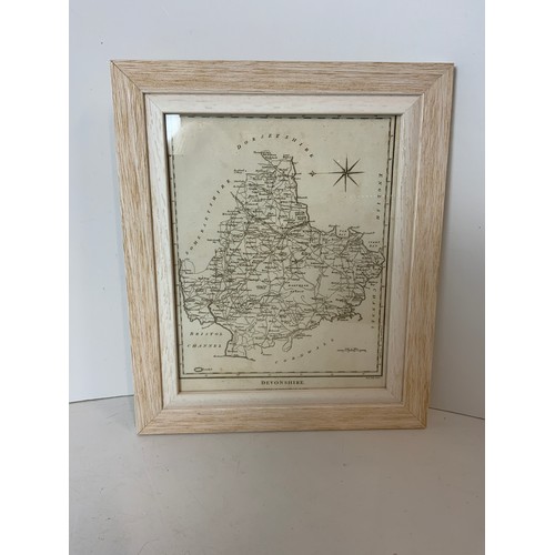 224 - Framed Copper Engraved Map of Devonshire John Wilkes 1811