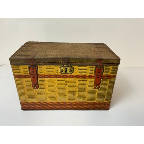 127 - George Bassett Confectioners Tin in the Form of a Picnic Hamper - 20cm x 11cm x 12cm