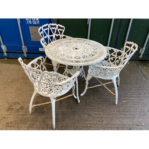 12 - Painted Aluminium Garden Table and 3x Chairs