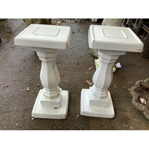 49 - Pair of Painted Concrete Garden Pedestals