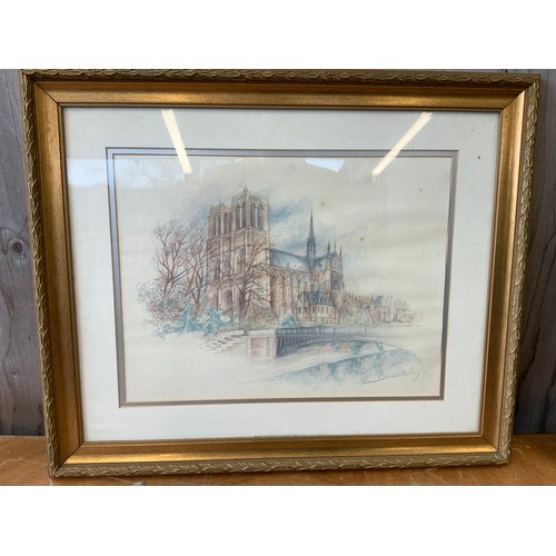 207 - Framed Watercolour - Durham Cathedral